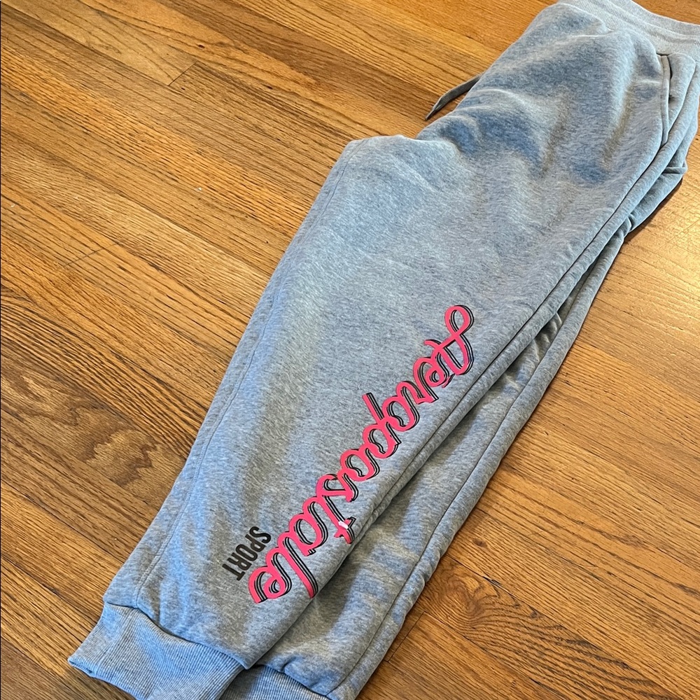 New Aeropostale Gray Joggers with Pink Logo